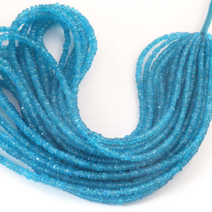 1 Strand Neon Apatite Faceted Rondelles Neon Apatite Beads  3-4mm 17 Inches BR03135 - Tucson Beads