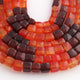 1 Strand Shaded Carnelian Faceted  Cube Briolettes - Box Shape Gemstone Beads - 5mm-8mm 8 Inches BR03432 - Tucson Beads