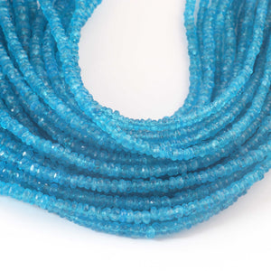 1 Strand Neon Apatite Faceted Rondelles Neon Apatite Beads  3-4mm 17 Inches BR03135 - Tucson Beads