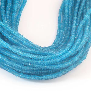 1 Strand Neon Apatite Faceted Rondelles Neon Apatite Beads  3-4mm 17 Inches BR03136 - Tucson Beads