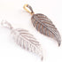 1 Pc Pave Diamond Leaf 925 Sterling Silver & Vermeil -Bakelite Leaf Pendant - 38mmx15mm  PD339