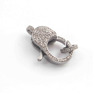 1  PC Antique Finish Pave Diamond Lobsters Over 925 Sterling Silver - Double Sided Diamond Clasp 25mmx13mm LB263 - Tucson Beads