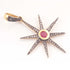 1 Pc Pave Diamond Ruby  Star Charm 925 Sterling Vermeil Pendant - 34mmx32mm pd349