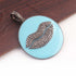 1 Pc Pave Diamond Sky Blue Bakelite Lips With Round Shape Pendant 925 Sterling Silver - Lips Pendant 33mmx29mm PD336