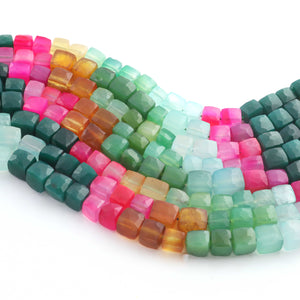 1 Strand Multi Stone Faceted Briolettes - Cube Shape Mix Stone Briolettes - 5mm-9mm - 8.5 Inches BR03424 - Tucson Beads