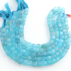1  Strand  Blue Chalcedony Faceted Briolettes -Cube Shape  Briolettes- 5mm-8mm 8 Inches BR03427 - Tucson Beads