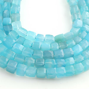 1  Strand  Blue Chalcedony Faceted Briolettes -Cube Shape  Briolettes- 5mm-8mm 8 Inches BR03427 - Tucson Beads