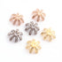 1 Pc Pave Diamond Antique Finish Flower Half Cap Beads Over 925 Sterling Silver, Rose & Yellow Gold Vermeil- Pave Jewelry Bead 12mm PDC231