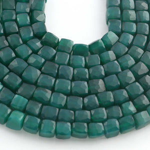 1  Strand Green Onyx Faceted  Briolettes - Cube Shape  Briolettes -6mmx7mm - 8mmx8mm- 8 Inches BR03421 - Tucson Beads