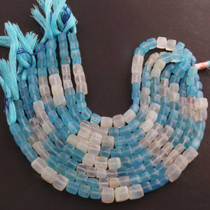 1  Strand  Blue & White Chalcedony Faceted Briolettes -Cube Shape  Briolettes- 5mm-9mm- 8 Inches BR03426 - Tucson Beads