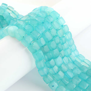 1 Strand Aqua Chalcedony Faceted Briolettes -Cube Shape Gemstone Briolettes - 6mmx7mm- 9mmx10mm -8 Inches BR03442 - Tucson Beads