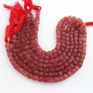 1  Strand Strawberry Quartz Faceted Briolettes -Cube Shape  Briolettes  6mmX6mm-7mmx7mm- 8 Inches BR03443 - Tucson Beads
