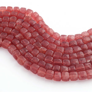 1  Strand Strawberry Quartz Faceted Briolettes -Cube Shape  Briolettes  6mmX6mm-7mmx7mm- 8 Inches BR03443 - Tucson Beads