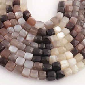 1 Strand Mix Stone Faceted Cube Briolettes - Box Shape Beads - 7mm-8mm - 7.5 Inches BR03445 - Tucson Beads