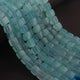 1 Strand Aqua Chalcedony Faceted Briolettes -Cube Shape Gemstone Briolettes - 6mmx7mm- 8mmx8mm - 8 Inches BR03441 - Tucson Beads
