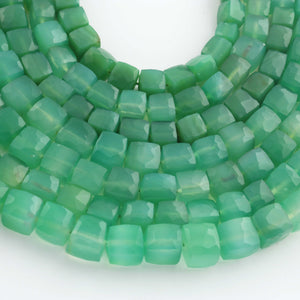 1 Strand Chrysoprase Faceted  Cube Shape Briolettes - Box Shape Briolettes  6mmx7mm - 6mmx8mm - 8 Inches BR03451 - Tucson Beads