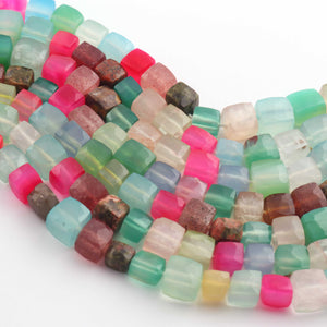 1 Strand Multi Stone Faceted Briolettes - Cube Shape Mix Stone Briolettes - 6mm-8mm - 7.5 Inches BR03446 - Tucson Beads