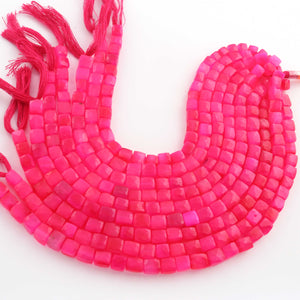 1 Strand Hot Pink Chalcedony Faceted Cube Briolettes -Hot  Pink Chalcedony Box Beads 6mmx6mm -7mmx7mm- 8 Inches- BR03444 - Tucson Beads