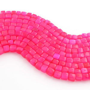 1 Strand Hot Pink Chalcedony Faceted Cube Briolettes -Hot  Pink Chalcedony Box Beads 6mmx6mm -7mmx7mm- 8 Inches- BR03444 - Tucson Beads