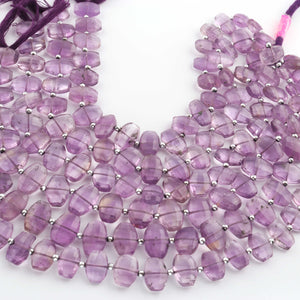 1 Strand Amethyst Faceted Fancy Shape Beads, Straight Drill Amethyst Fancy Beads,  Faceted  Briolettes 12mmx8mm- 14mmx10mm - 10 Inches BR03456 - Tucson Beads