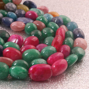 1  Long Strand Amazing Multi Color Opal Smooth Oval Tumble Shape Beads - Mix Stone Opal Gemstone Beads 12-16mm 17 Inches BR03152 - Tucson Beads