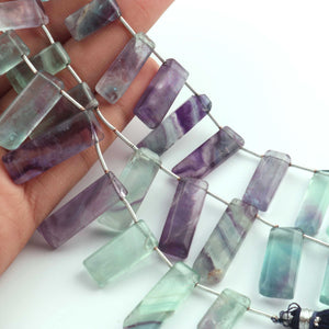 1  Strand Multi Fluorite Rectangle Smooth  Briolettes -14mmx7mm -28mmx9mm-8.5 Inches BR02100 - Tucson Beads