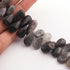 1 Strand Black Rutile  Smooth Briolettes - Pear  Shape  Briolettes - 16mmx10mm-25mmx10mm- 8 Inches BR02304