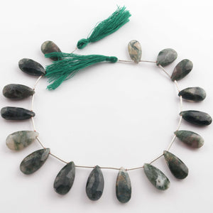 1 Strand Green Nuggets Faceted Briolettes- Pear Shape Briolettes 18mmx9mm - 20mmx10mm 10 Inches BR1952 - Tucson Beads