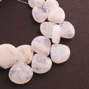 1 Strand Beautiful  White Rainbow Moonstone Smooth Briolettes  - Heart Shape Gemstone - 12mmx12mm -17mmx16mm - 5 Inches BR01863 - Tucson Beads