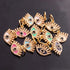 1 Pc Pave Diamond Multi Color Bakelite Evil Eye Charm Yellow Gold vermeil Pendant - 15mmx11mm PDC00204