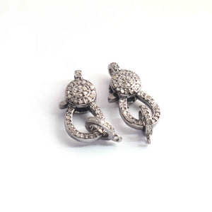 1 PC Antique Finish Pave Diamond Lobsters Over 925 Sterling Silver - Double Sided Diamond Clasp 23mmx9mm LB0001 - Tucson Beads