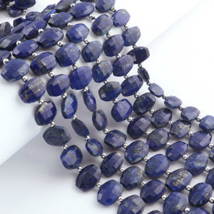 1 Strand Lapis Faceted Fancy Shape Beads, Straight Drill Lapis Fancy Beads,  Faceted  Briolettes 8mmx11mm-10mmx14mm - 10 Inches BR03464 - Tucson Beads