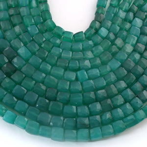 1  Strand Green Onyx Faceted  Briolettes - Cube Shape  Briolettes -6mm-6mm - 8.5 Inches BR03163 - Tucson Beads
