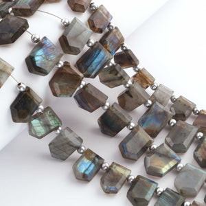 1 Strand Labradorite  Faceted  Briolettes  - Pentagon Shape Briolettes - 8mmx12mm-11mmx16mm - 8 Inches BR02111 - Tucson Beads