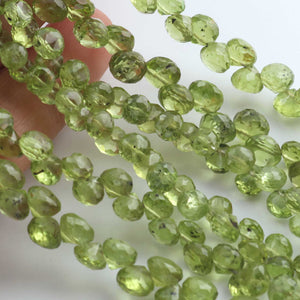 1 Strand Peridot Faceted  Briolettes - Onion Shape Briolettes -4-6mm-8 Inches BR02080 - Tucson Beads