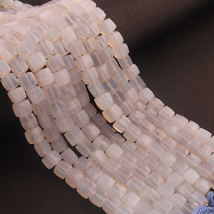 1 Strand White Moonstone  Faceted Cube Briolettes - Box shape Beads 6mm-7mm -8 Inches BR03162 - Tucson Beads