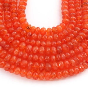 1  Strand Carnelian Faceted Roundelles  beads  - Round Shape Gemstone Rondelles beads - 7-10mm ,10 Inches BR0704 - Tucson Beads