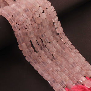 1 Strand Rose Quartz Faceted Cube Briolettes - Rose Quartz Cube Briolettes  - 7mmx7mm 8 Inches BR03160 - Tucson Beads