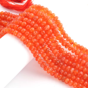 1  Strand Carnelian Faceted Roundelles  beads  - Round Shape Gemstone Rondelles beads - 7-10mm ,10 Inches BR0704 - Tucson Beads