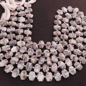 1 Strand Dendrite Opal Faceted Fancy Shape Beads, Straight Drill Dendrite Opal Fancy Beads,  Faceted  Briolettes 9mmx13mm -10mmx14mm -10 Inches BR03466 - Tucson Beads