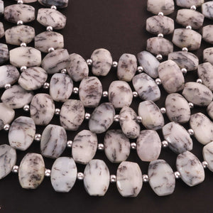 1 Strand Dendrite Opal Faceted Fancy Shape Beads, Straight Drill Dendrite Opal Fancy Beads,  Faceted  Briolettes 9mmx13mm -10mmx14mm -10 Inches BR03466 - Tucson Beads