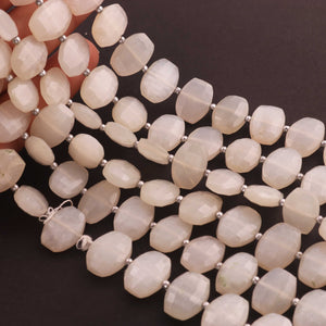 1 Strand White Moonstone  Faceted Fancy Shape Beads, Straight Drill White Moonstone Fancy Beads,  Faceted  Briolettes 9mmx12mm - 10mmx14mm 10 Inches BR03467 - Tucson Beads
