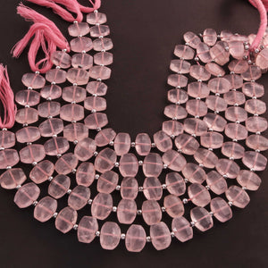 1 Strand Rose Quartz Faceted Fancy Shape Beads, Straight Drill Rose Quartz Fancy Beads,  Faceted  Briolettes 13mmx12mm- 11mmx7mm - 10 Inches BR03460 - Tucson Beads