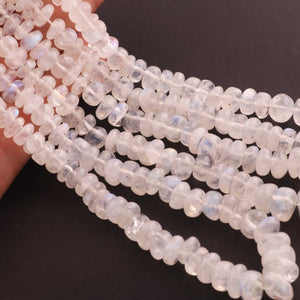 1  Long Strand White Rainbow  Moonstone Smooth Rondelles -  4mm-10mm -15 Inches BR02288 - Tucson Beads