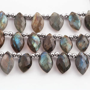 1 Strand Labradorite Faceted Briolettes -Marquise Shape  Briolettes -8mmx15mm- 11mx18mm-7 Inches BR02305 - Tucson Beads