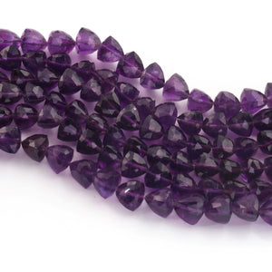 1  Strand   Amethyst Faceted Beads Trillion Shape Briolettes  9mmx8mm- 8.5 Inches BR03483 - Tucson Beads