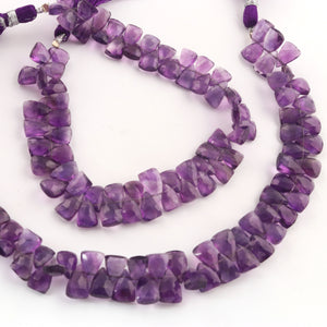1  Strand   Amethyst Faceted Beads Trillion Shape Briolettes  12mmx8mm- 7mmx6mm-8 Inches BR03485 - Tucson Beads