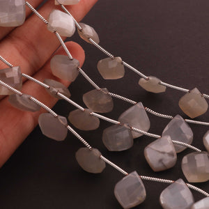 1  Strand  Gray Moon Stone Faceted Beads Fancy Shape Briolettes  15mmx13mm- 10mmx9mm-8 Inches BR03493 - Tucson Beads