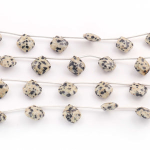 1 Strand Dalmatian jasper Faceted Briolettes  -Cushion Shape Briolettes- 7mmx7mm -12mmx14mm-9.5 Inches BR03510 - Tucson Beads