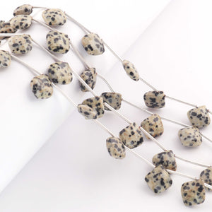 1 Strand Dalmatian jasper Faceted Briolettes  -Cushion Shape Briolettes- 7mmx7mm -12mmx14mm-9.5 Inches BR03510 - Tucson Beads